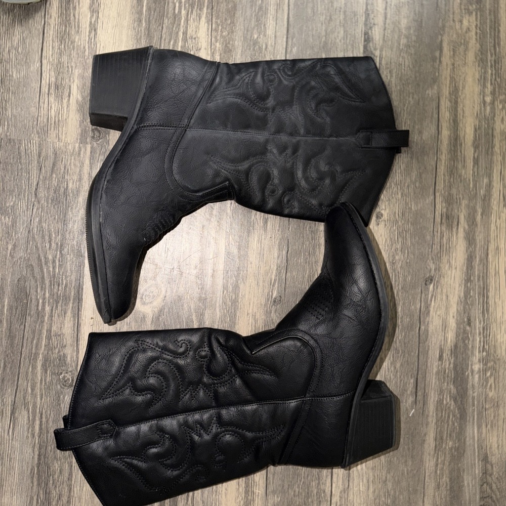 Charles Albert Women's 100% Vegan Leather Western Black Boots Yeehaw Size 11 - Picture 6 of 12